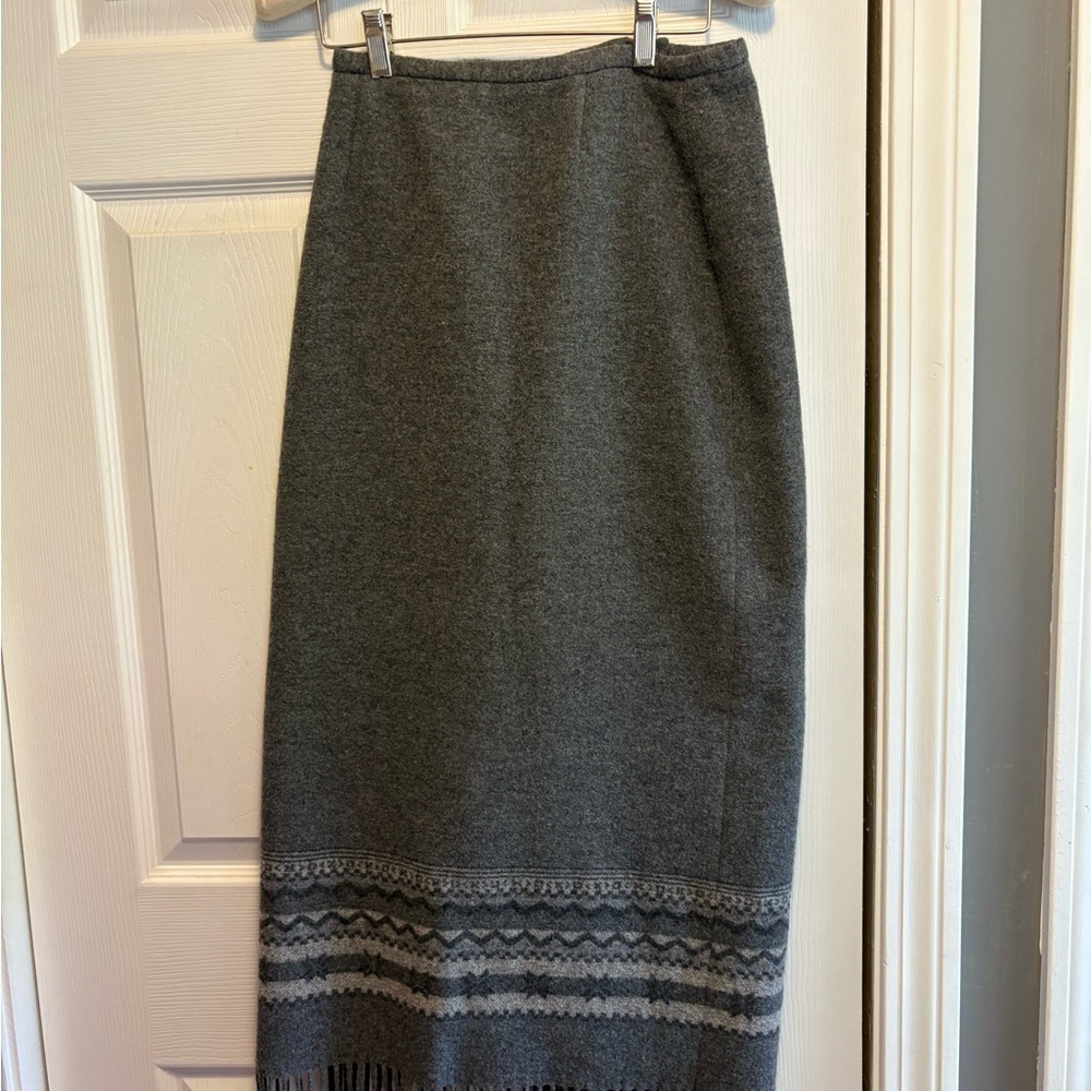 Talbots Wool‎ Blend Knit Gray Fringe Skirt 4